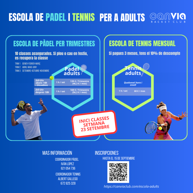 escuela clases tenis padel adultos baix llobregat reserva pista padel barcelona